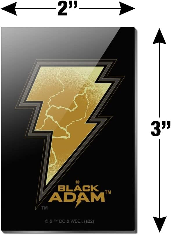 Black Adam Lightning Logo Rectangle Acrylic Fridge Refrigerator Magnet