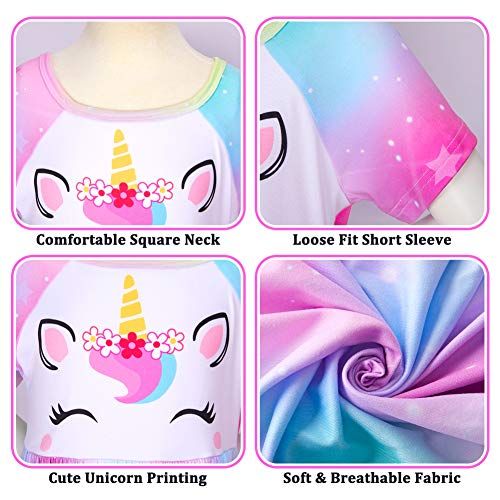 Mhjy Girls & Doll Matching Nightgowns Unicorn Nightdress Sleepwear Pajamas For Girls And 18" Dolls,8-9 Years,Colorful #TOP6