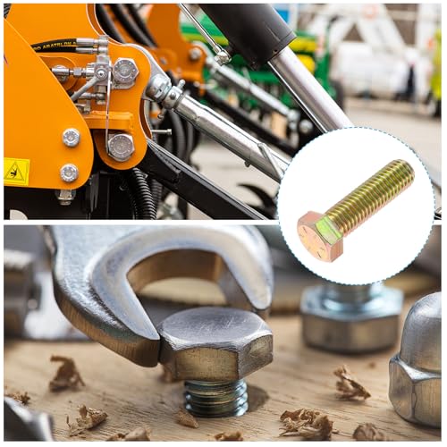 Image of METALLIXITY Hex Bolts (9 /16-12x2) 10Pcs, Carbon Steel Zinc Plated Fully Threaded UNC Hex Head Screw Bolt Machine Screws - for Furniture Repair, Yellow Green