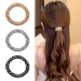 3 Stück Glitzer Haargummi Damen,Haargummi kristall,Strass Scrunchie,Scrunchies,Hair Ties,Haargummies,Haargummis Schwarz,Haarreif Silber,Elastische Haarband Gold Haarschmuck,für Frauen und Mädchen