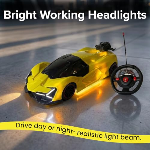 Image of Lilplay Rechargeable Lamborghini Racing Car with Remote Control, Sports Racing Car with Openable Doors, LED Light, and Smoke Effect, High Performance Rc Car for Kids, Boys and Girls