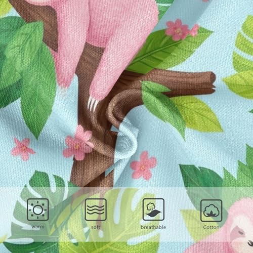 Cute Pink Sloths Green Leaves Toddler Cotton Underwear, Girls Underwear Cotton, 2T–8 Years3