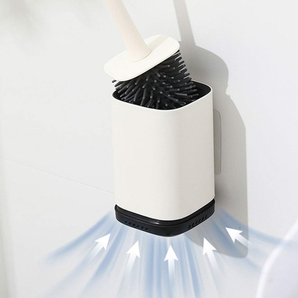 HASMI Escobillas de Baño Cepillos De Inodoro Vertical Y De Pared, Cepillos De Inodoro De Mango Largo, Cepillos De Baño Modernos De Diseño Minimalista (Blanco) Escobilla WC
