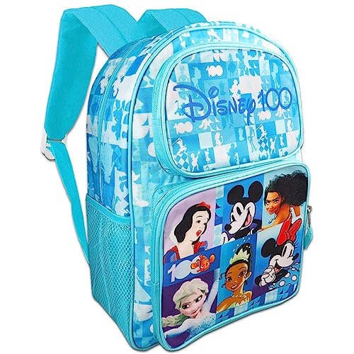 Disney 100 Backpack Set - 16" Bag Featuring Moana, Mickey, Minnie, Frozen, Tiana, Snow White Plus Water Bottle, Stickers, More School Supplies Bundle2