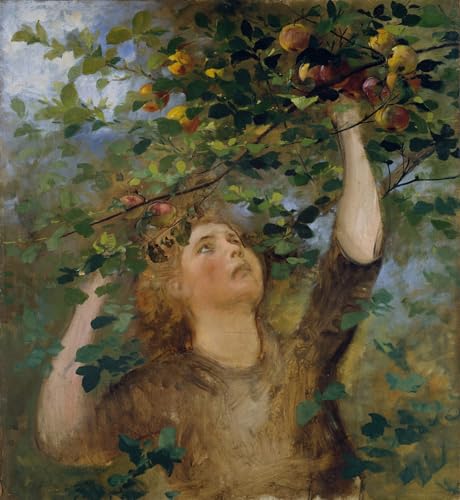 Tableau Cueilleuse de fruits par Anton Romako impression d'art sur toile 60x90cm