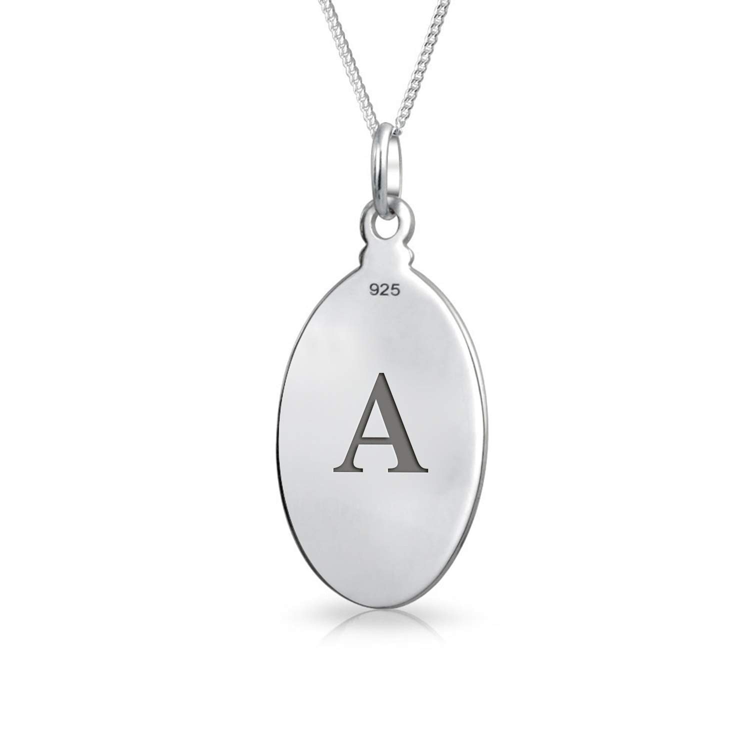 Bling Jewelry Personalisierte Unisex Religiöse Medaille Medaillon Oval Rund Heilige Theresa Heiliger Christopher Anhänger Halskette Für Frauen Männer Teenager Oxidiertes .925 Sterlingsilber Anpassbar