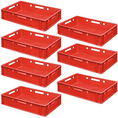 7 Fleischkästen/Euroboxen E1, LxBxH 600 x 400 x 125 mm, rot, lebensmittelecht