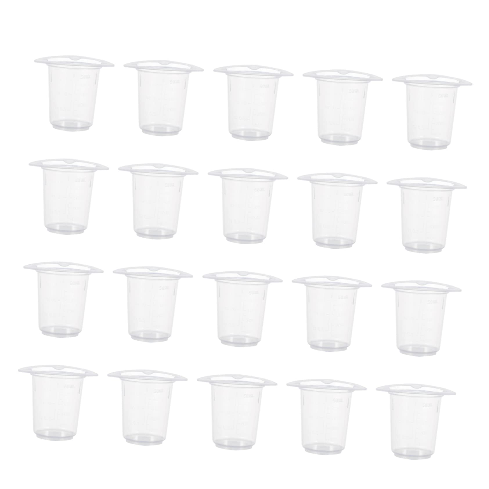 NAMOARLY Triangular Groove Design 50ml Plastic Beakers 20pcs Handleless Cups