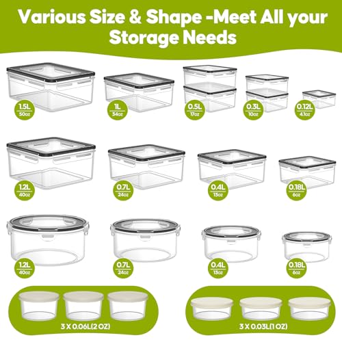 42 PCS Food Storage Containers with Lids (21 Containers & 21 Lids) - Reusable Plastic Food Containers for Kitchen Storage and Organization BPA-Free Leakproof Meal Prep Container with Labels & Pen - Image 3