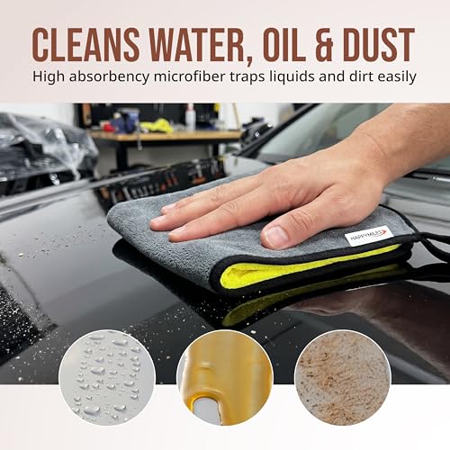 Image of Microfiber Cloth (Pack of 4) - 40x40 cms - 500 GSM | Thick Lint & Streak-Free Multipurpose Cloths - Automotive Microfibre Towels for Car, Bike Cleaning, Washing & Detailing (Grey)