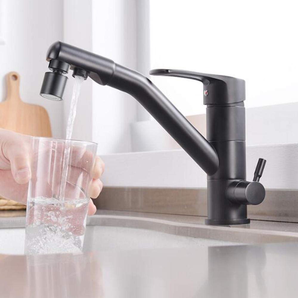 BHFPFZA 3-Way Kitchen Tap - 3 in 1 Filter Sink Mixer Faucet for Direct Drinking & Purified Water Rotating Multi-Funct Kitchen Sink Tap Easy Installat & Design