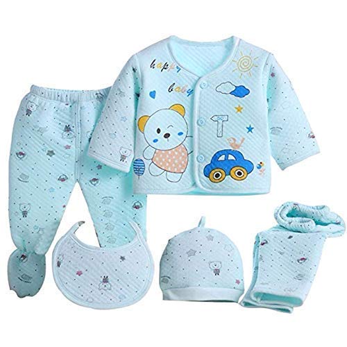 BLUE C 5pcs Newborn Baby Boy Girl Clothes Sets Unisex Infant Outfits 0