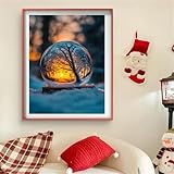 Diamond Painting Árbol Diamond Painting Niños Invierno Pintura Diamante Adultos, 5D Diamantes para Manualidades, Dibujos con Diamantes para Adultos, Decoración Hogar, Regalos para Mujer 40x60cm J0-844