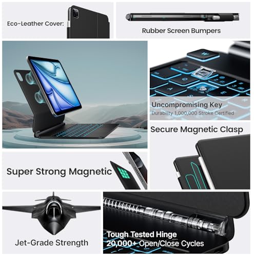 Image of typecase Edge Keyboard Case for iPad Air 11-inch(M4 /M3 /M2, 2026 /2025 /2024), iPad Pro 11-inch(4th /3rd /2nd /1st Gen) & iPad Air 10.9-inch 5 /4th Gen, Multi-Touch Trackpad, 11-Color Backlight, Black