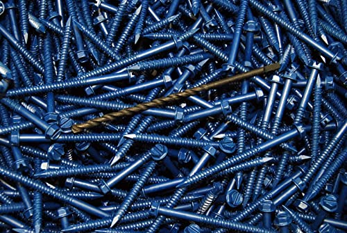 (125 pcs) Hex Washer Head 1/4 x 3-1/4 Concrete Masonry Screws Tapcon Anchor & Bit