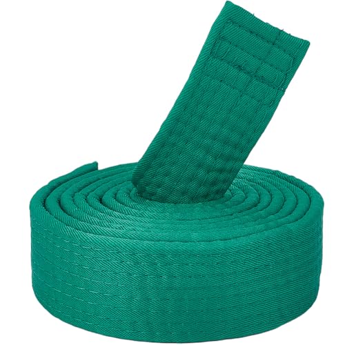 CREATCABIN Cinturón Verde de Jiu Jitsu de Poliéster para Artes Marciales, Cinturón de Judo, Jiu-Jitsu, TKD, Aikido, Uniforme, Cinturón de Rango, Largo, Suave, Ajuste Universal, Cinturones de Taekwondo