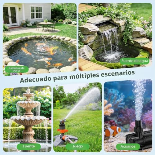 Bomba de estanque de 6000 L/h CC con convertidor CA/CC para fuentes y jardines 7