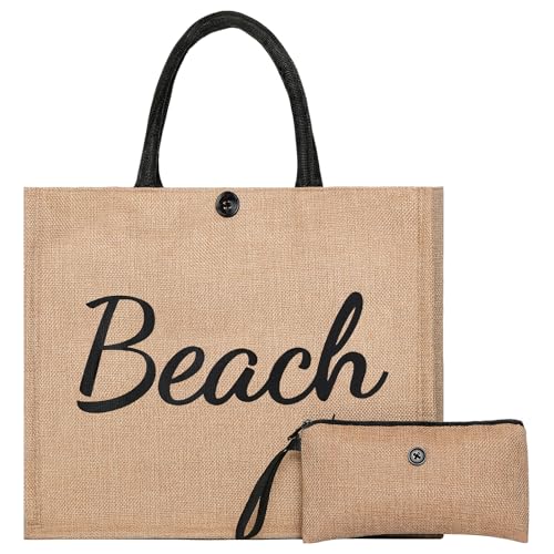 Image of Trifabricy Beach Bag, Large Beach Bag for Women, Woven Straw Beach Tote Bag Waterproof, Weaving Swim Gym Shopping Travel Bag