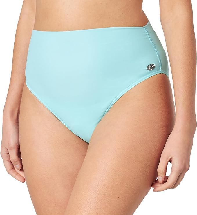 Culotte de bain taille haute menthe clair unie et extensible X3004