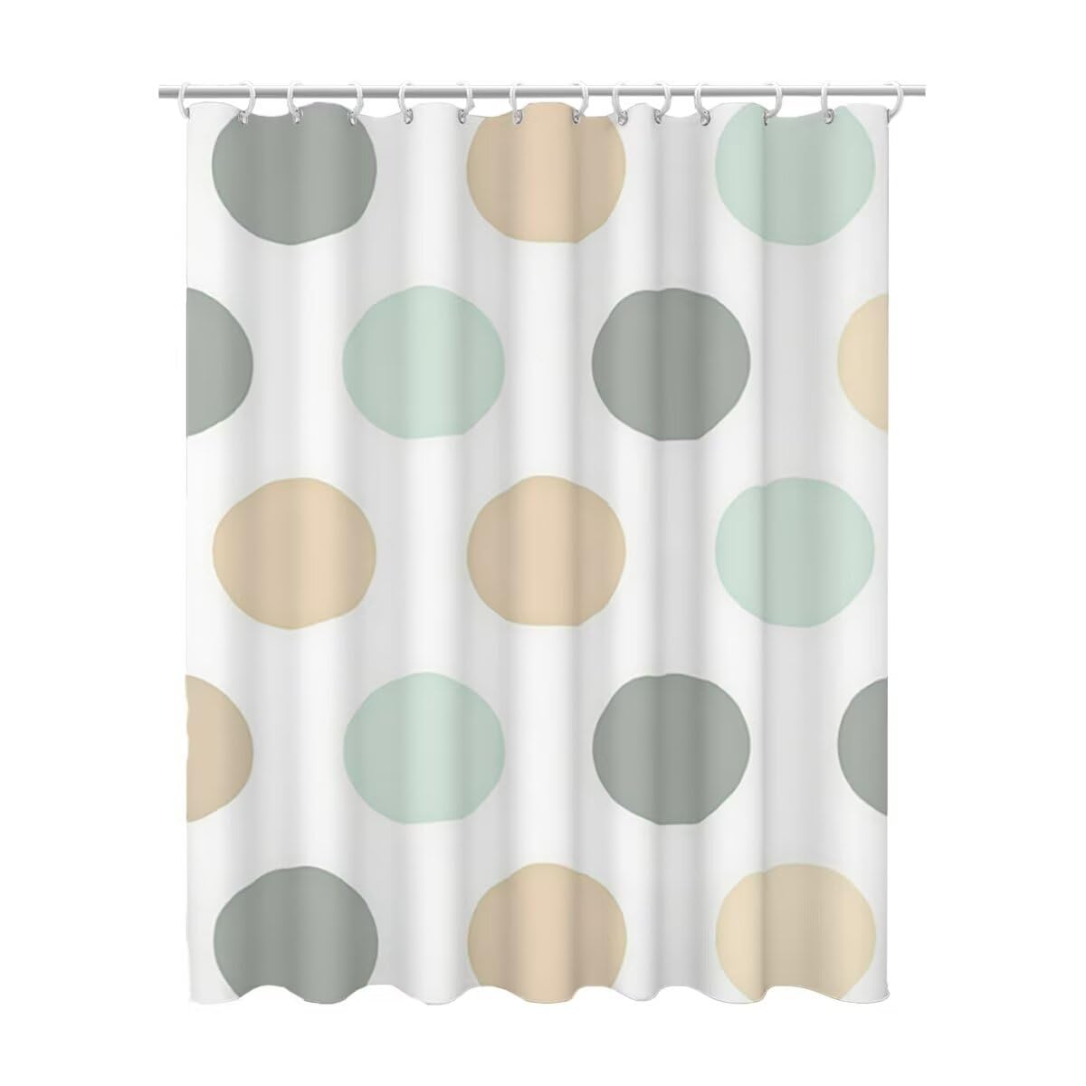 Duschvorhang 240x200 cm, Duschvorhang Weiß Muster, Tupfen Shower Curtains mit 12 Plastik Duschrollo Haken, Duschvorhänge mit Gewicht Waschbar Wasserdicht Stoff Polyester für Badewanne Badezimmer -3047