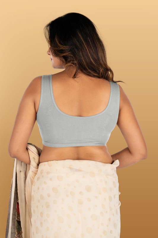 Image of Abhi Cotton Readymade Saree Blouse for Women- Sleeveless, U-Neck, Regular-fit, Stretchable, Pull-on Style