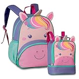 Kit Mochila Costas 13 e Lancheira Pets Unicórnio Roxa Clio Style