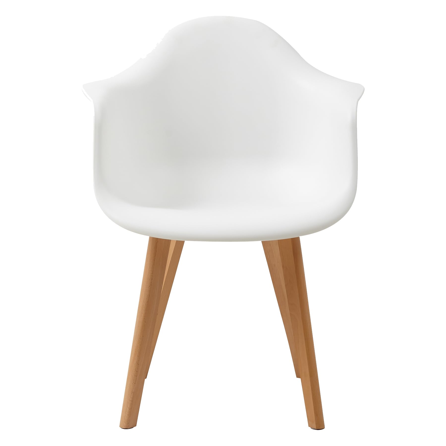 GrandCA HOME Lot de 4 Chaises de Salle à Manger Fauteuils avec Pieds en Bois, Siège en Polypropylène Premuim, Chaises de Cuisine avec Accoudoir pour Salon, Salon Bureau (4, Blanc)
