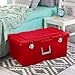 Sterilite Wheeled Footlocker, Lockable Plastic Utility Storage Bin with Lid, Red - Heavy-Duty Organizing Containers for Home, Office, Garage, and Basement
