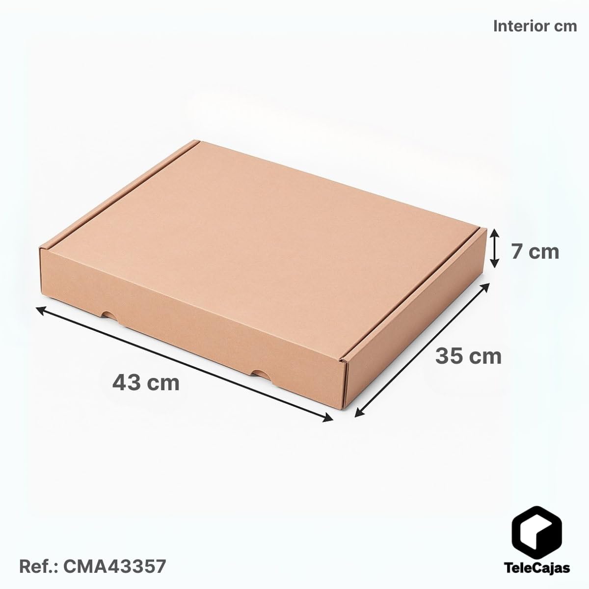 TELECAJAS | 25 Cajas 43x35x7 cm Postal Automontable con Tapa Robusta Troquelada Medidas Interiores | Anónima Cartón Marrón Kraft | Pack de 25 cajas