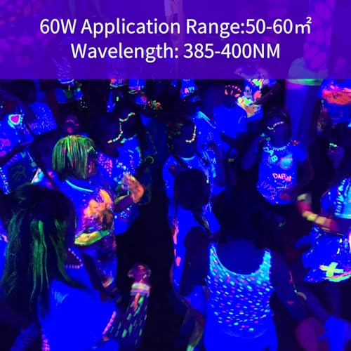 MEEKBOS Schwarzlicht Strahler, 2 Stück 60W LED Schwarzlichtlampe, IP66 Wasserdicht Outdoor UV Fluter Mit Stecker, 385-400NM Flutlicht für Blacklight Party, GLOW, Halloween, Fluoreszierende Malerei