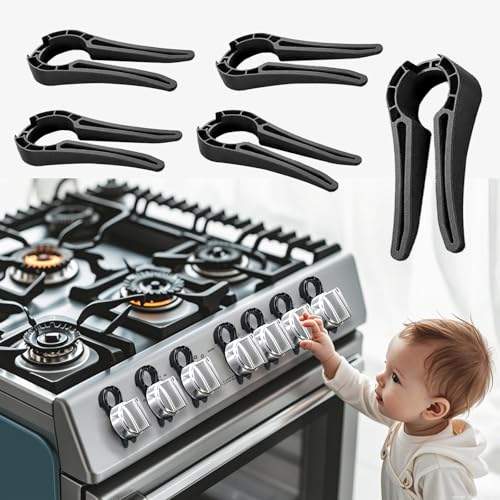 Gas Stove Knob Locks, Baby Oven Lock Child Safety Stove Guard & Gas Knob Safety Covers, Baby Proof Oven Lock, Durable Design Prevent Accidental Touch(5 Pack)