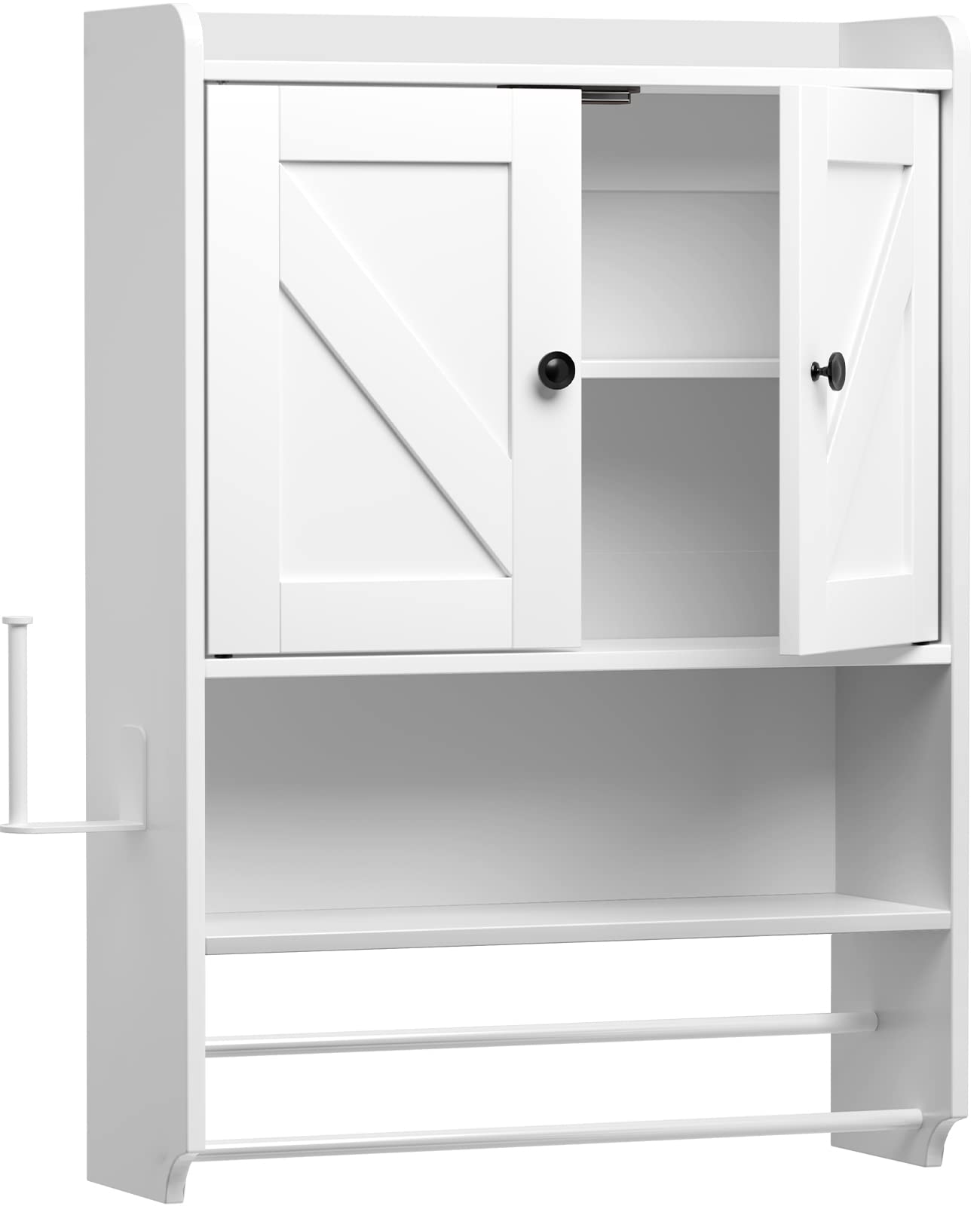 Rolanstar Bathroom Wall Mounted with 2 Doors, Medicine with Large Space, 4Tier
