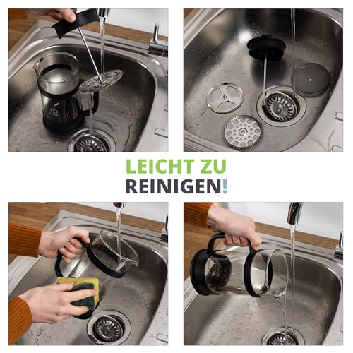 Oliver's Kitchen® French Press 1 liter - Eleganter Kaffeebereiter aus Glas - Kaffee Maschine für authentischen Kaffeegenuss - Hitzebeständig und praktisch 2