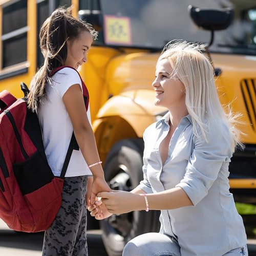 Image of Poxtex First Day of School /Kindergarten /1st Grade /Pre-K Gift, Back to School Bracelet Mommy and Me Jewelry with Gift Box Wish Card