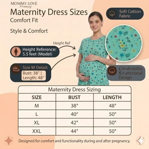 Image of Zero Clothing Feeding Dress for New Moms Casual Loungewear Ankle Length | Cotton Maternity Nighty | Zipless Feeding Dresses for Women | Pregnancy & Nursing Wear