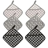 Photo Gallery 6 presine resistenti al calore, 16 x 16 cm, quadrate, lavabili in cotone, per cucinare e cuocere, manico per pentole calde (bianco + nero + grigio) Photo Gallery 6 presine resistenti al calore, 16 x 16 cm, quadrate, lavabili in cotone, per cucinare e cuocere, manico per pentole calde (bianco + nero + grigio)