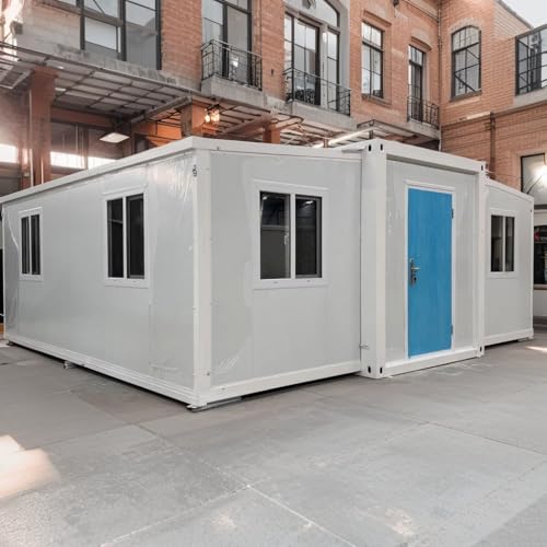 Backyard Expandable Tiny Home – Portable Prefab Container House with Full Bedroom & Bathroom, Large Glass Windows & Double Doors – Ideal Guest Suite or in-Law Unit