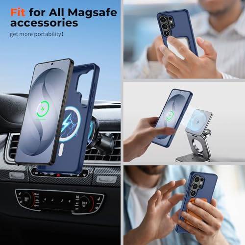 Image of SUPFINE Magnetic for Samsung Galaxy S26 Ultra Case with Screen Protector, (Built-in Magnets) (Military Grade Drop Protection) Slim Translucent Shockproof Phone Case,Sapphire Blue