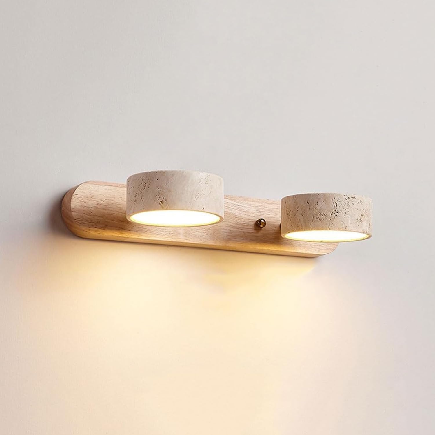 Wandleuchte aus Naturstein Travertin Gelb LED Badezimmerleuchte Drehbarer Schirm Dimmbar Ø32cm Warmweiß