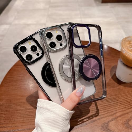 Coque transparente pour iPhone 14 15 Pro Max avec anneau noir pivotant - 2
