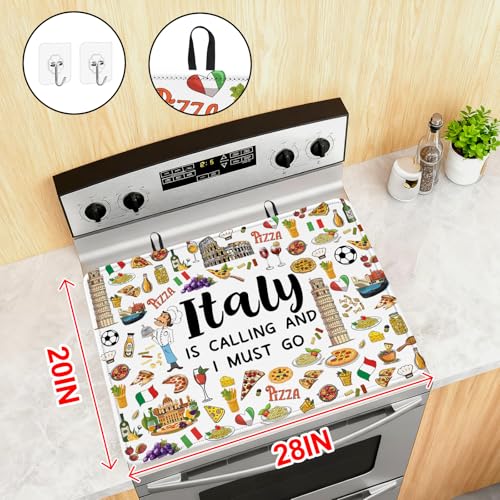 Image of Italy Travel Stove Top Cover for Electric Stove 28 inchx20 inch, Italy Stove top Cover, Italian Gifts Heat Resistant Glass Cooktop Cover, Flat RV Range Stovetop Protector, Dish Drying Mat for Kitchen