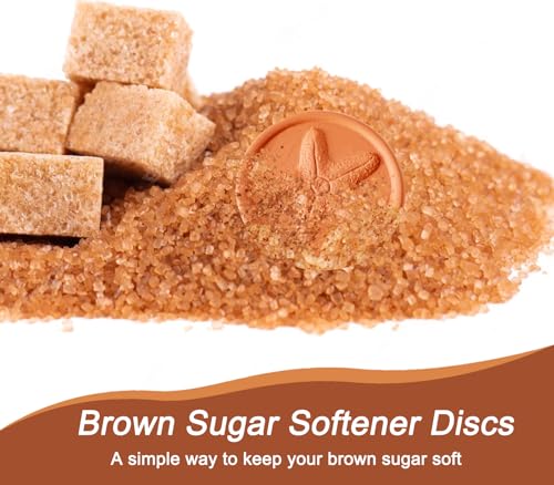 dgudgu 6 Pcs Brown Sugar Keeper Terracotta Brown Sugar Saver Terra Cotta Brown Sugar Disc Saver And Softener Disc With Elegant Cock, Sun, Starfish, Leaf, Hummingbird, Rabbit Design, large