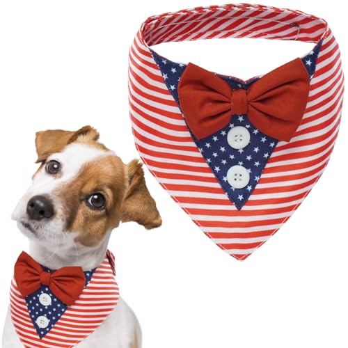 FUAMEY Dog Tuxedo American Flag for Large Dogs,Dog Formal Suit Dogs Attire Pet Bow Tie Puppy Party Costumes Cat Tux Outfits Pets Bandana Cosplay Adjus