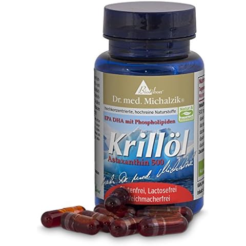 Krillöl nach Dr. med. Michalzik, 100 % reines Krillöl Euphasia Superba in Ölschutz-Hartkapseln - 120 mg Omega 3 je Kapsel - ohne Zusatzstoffe - von BIOTIKON® Cover