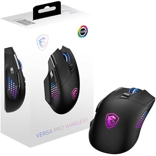 MSI Versa PRO W Gaming Mouse, 26000 DPI, 70M+ Clicks, OMRON Optical Micro Switch, Optical Sensor, Ergonomic Ambitextrous Hand Design, RGB Light