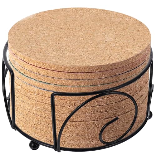 LATRAT Porte-sous-verres en fer rond vintage en métal - Boîte de rangement pour sous-verres ronds et carrés - Organisateur pour la maison, la cuisine, le plan de travail