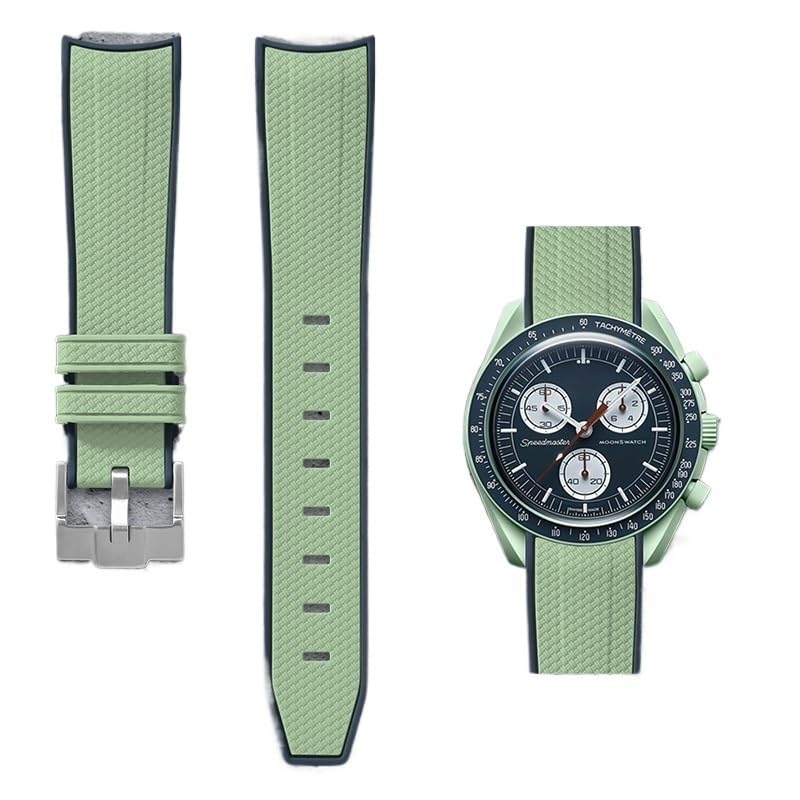 Bracelet montre caoutchouc pour Omega, bicolore flash 20mm 22mm