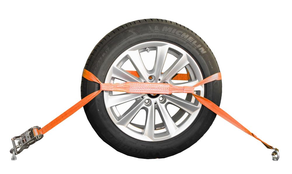 4X Spanngurt Auto Transport 35mm LC 1500 daN Zurrgurt Radsicherung PKW KFZ Trailer Reifengurt (3) - Made in Germany
