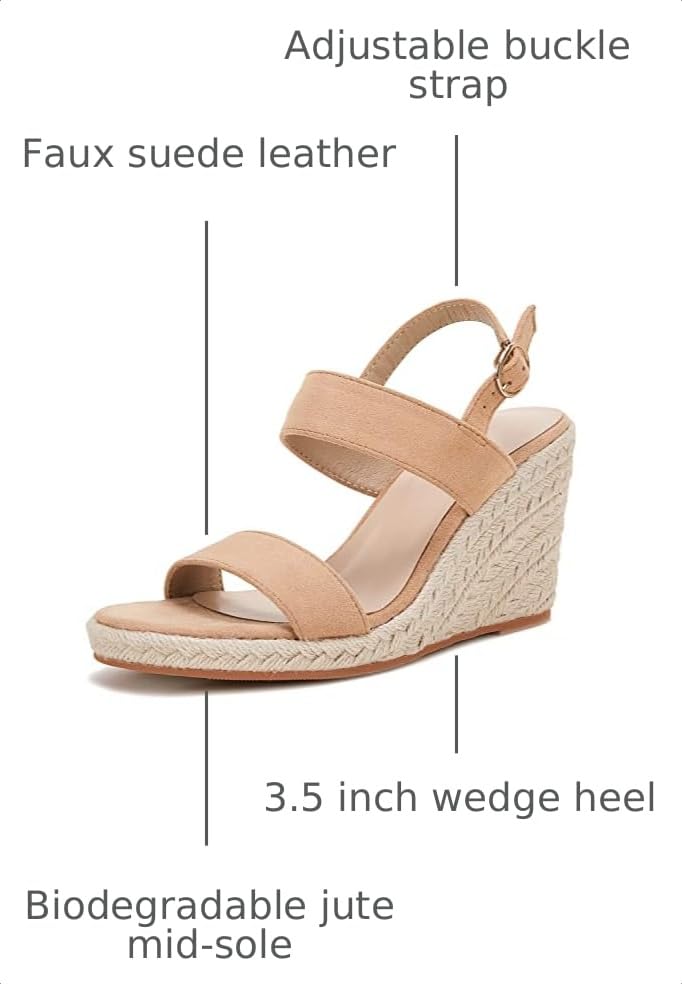 Image of VETASTE Womens Espadrille Wedge Sandals Heels Open Toe Platform High Heeled Ankle Strap Buckle Dress Wedges Shoes