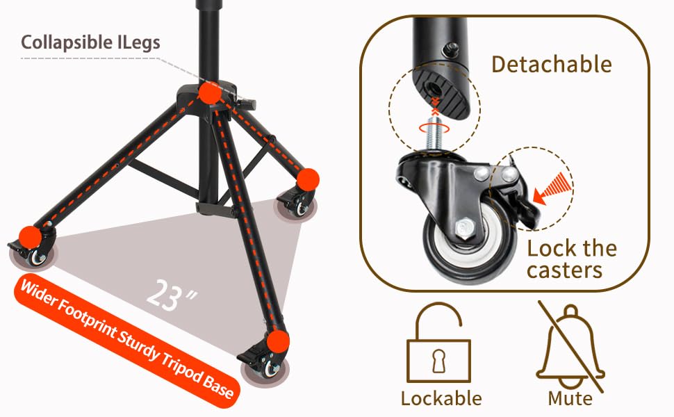 Image of Metal PW5 Wheel Projector Tripod Stand, Laptop /Mobile stand, Portable Height up to 5 feet Tiltable Rolling Laptop with Phone Holder, DJ,Office Multi-Purpose
